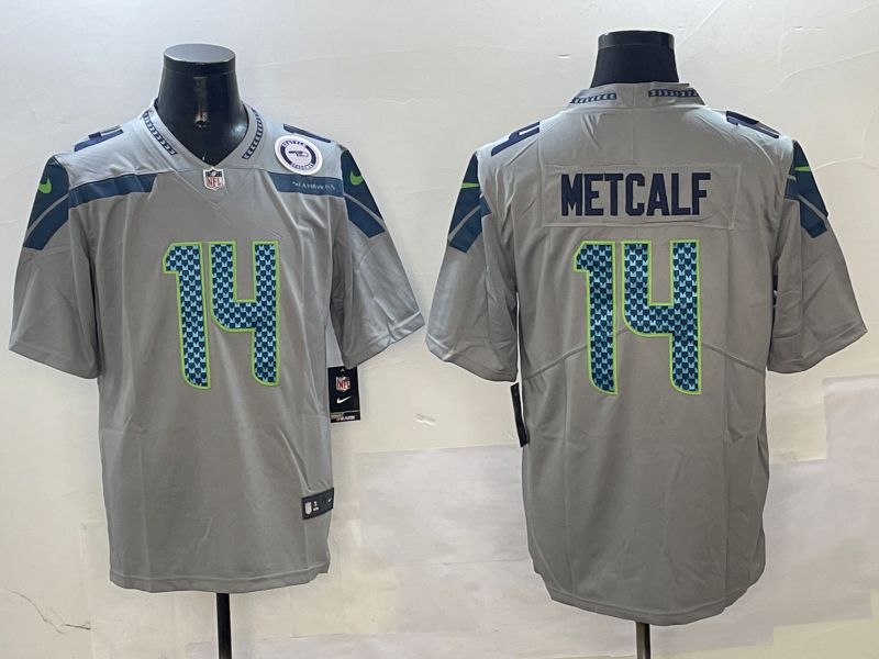 Men Seattle Seahawks #14 Metcalf Grey Second generation 2025 Nike Limited NFL Jersey style 4